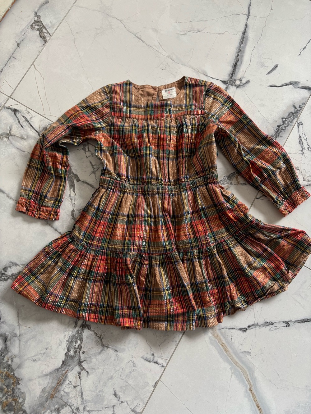 Crewcuts Multicolor Plaid Long-Sleeve Tiered Dress
